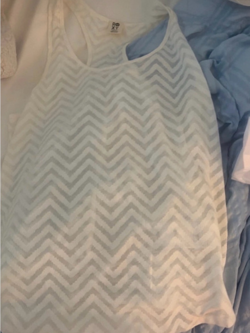 Roxy White Chevron Racerback Tank
